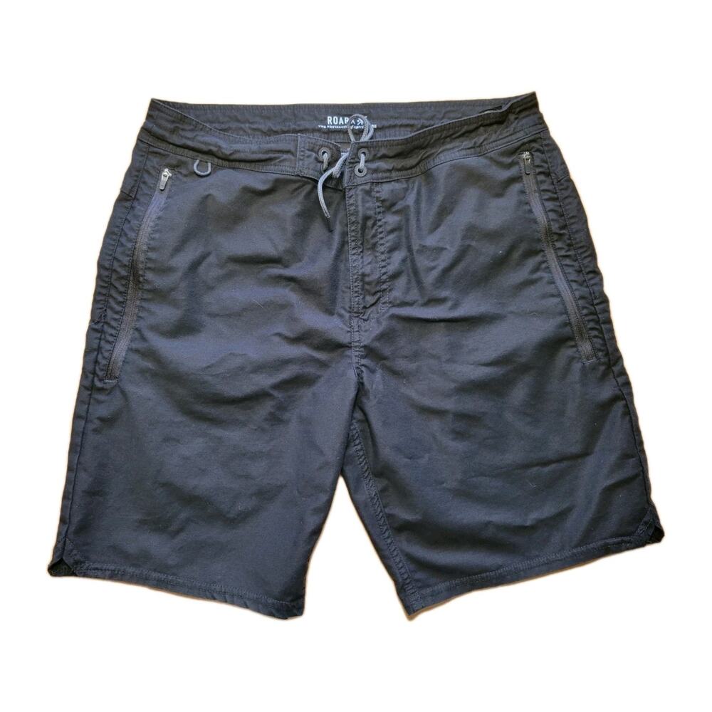 Roark Shorts Mens 32 Black Layover 2.0 Drawstring Zip Pockets Travel Hybrid